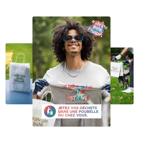 2022 et 2023 : Jeter ses déchets dans une poubelle ou chez soi. Images de la campagne We Are Park 2022 et 2023