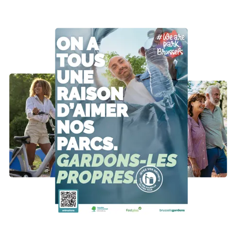 On a tous une raison d'aimer nos parcs. Gardons-les propres. Images de la campagne We Are Park 2025